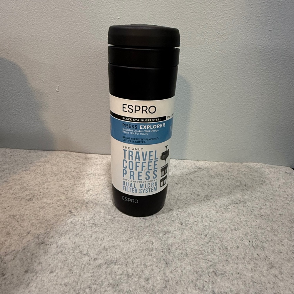 ESPRO P1 Press Explorer Travel Coffee Press Black Stainless Steel 12oz Insulated